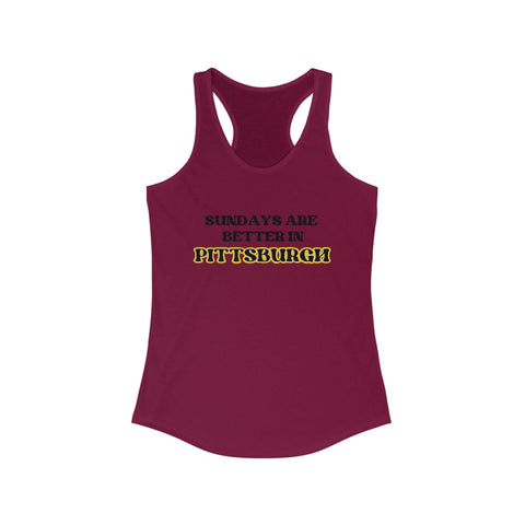 Pittsburgh Sundays Women's Racerback Tank - Lightweight Cotton Blend, Fitted Silhouette Tank Top - YinzerShop