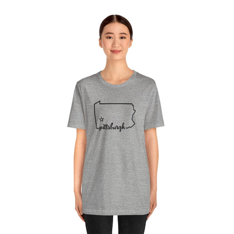Pittsburgh the Star of Pennsylvania Short Sleeve T-Shirt - Unisex bella+canvas 3001 T-Shirt - YinzerShop