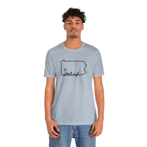 Pittsburgh the Star of Pennsylvania Short Sleeve T-Shirt - Unisex bella+canvas 3001 T-Shirt - YinzerShop