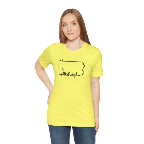 Pittsburgh the Star of Pennsylvania Short Sleeve T-Shirt - Unisex bella+canvas 3001 T-Shirt - YinzerShop
