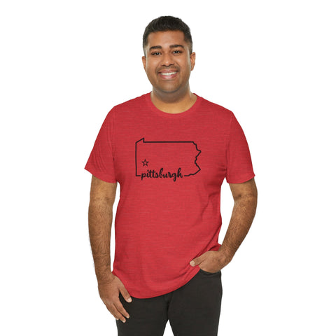 Pittsburgh the Star of Pennsylvania Short Sleeve T-Shirt - Unisex bella+canvas 3001 T-Shirt - YinzerShop