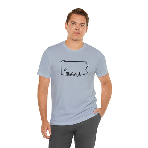 Pittsburgh the Star of Pennsylvania Short Sleeve T-Shirt - Unisex bella+canvas 3001 T-Shirt - YinzerShop