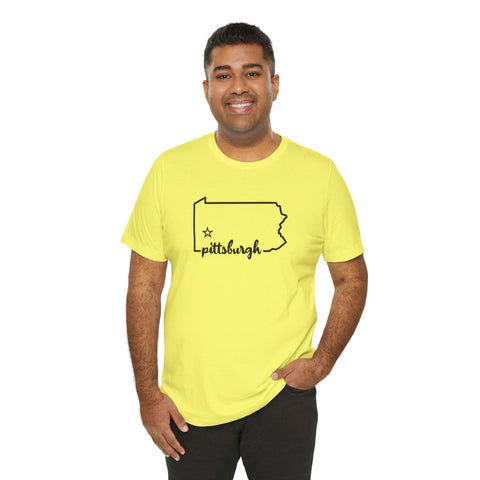 Pittsburgh the Star of Pennsylvania Short Sleeve T-Shirt - Unisex bella+canvas 3001 T-Shirt - YinzerShop