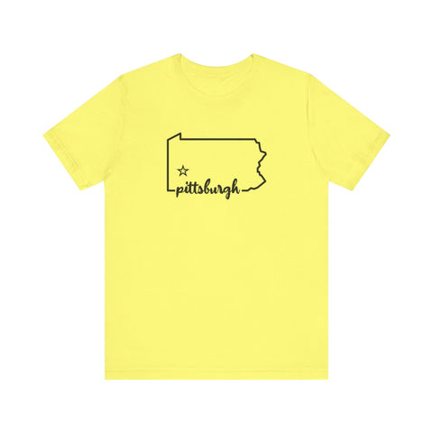 Pittsburgh the Star of Pennsylvania Short Sleeve T-Shirt - Unisex bella+canvas 3001 T-Shirt - YinzerShop