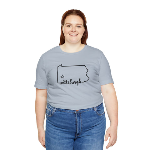 Pittsburgh the Star of Pennsylvania Short Sleeve T-Shirt - Unisex bella+canvas 3001 T-Shirt - YinzerShop