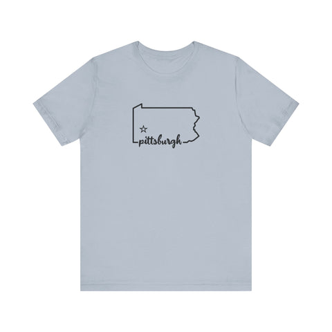 Pittsburgh the Star of Pennsylvania Short Sleeve T-Shirt - Unisex bella+canvas 3001 T-Shirt - YinzerShop