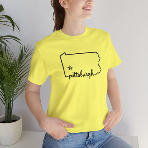 Pittsburgh the Star of Pennsylvania Short Sleeve T-Shirt - Unisex bella+canvas 3001 T-Shirt - YinzerShop
