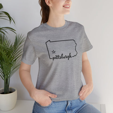 Pittsburgh the Star of Pennsylvania Short Sleeve T-Shirt - Unisex bella+canvas 3001 T-Shirt - YinzerShop