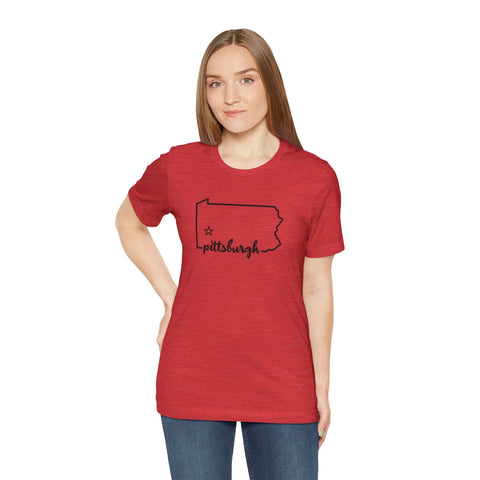 Pittsburgh the Star of Pennsylvania Short Sleeve T-Shirt - Unisex bella+canvas 3001 T-Shirt - YinzerShop