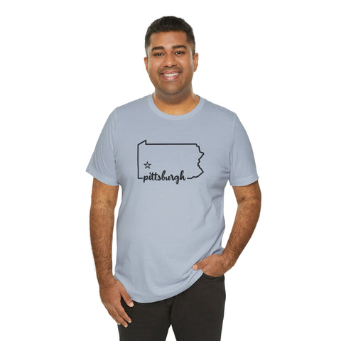 Pittsburgh the Star of Pennsylvania Short Sleeve T-Shirt - Unisex bella+canvas 3001 T-Shirt - YinzerShop