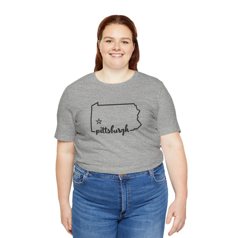 Pittsburgh the Star of Pennsylvania Short Sleeve T-Shirt - Unisex bella+canvas 3001 T-Shirt - YinzerShop