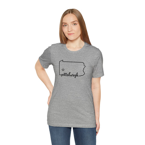 Pittsburgh the Star of Pennsylvania Short Sleeve T-Shirt - Unisex bella+canvas 3001 T-Shirt - YinzerShop