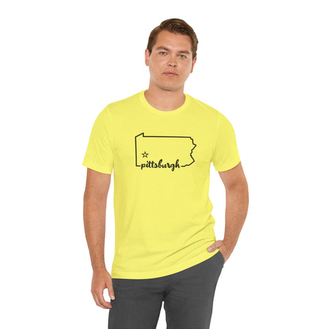 Pittsburgh the Star of Pennsylvania Short Sleeve T-Shirt - Unisex bella+canvas 3001 T-Shirt - YinzerShop