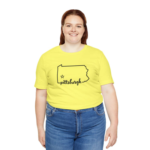 Pittsburgh the Star of Pennsylvania Short Sleeve T-Shirt - Unisex bella+canvas 3001 T-Shirt - YinzerShop
