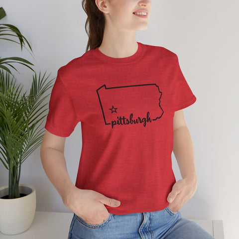 Pittsburgh the Star of Pennsylvania Short Sleeve T-Shirt - Unisex bella+canvas 3001 T-Shirt - YinzerShop