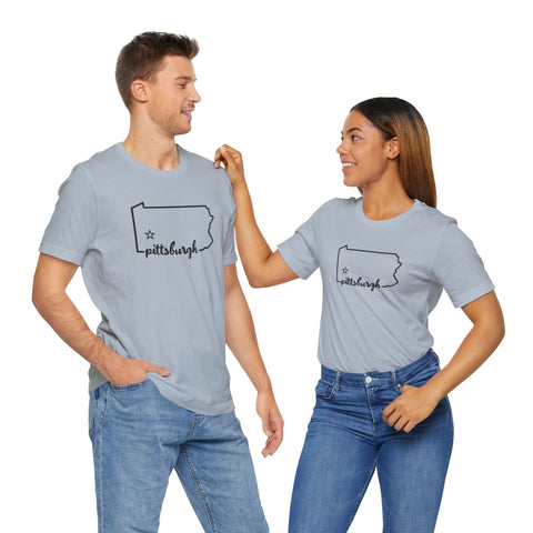 Pittsburgh the Star of Pennsylvania Short Sleeve T-Shirt - Unisex bella+canvas 3001 T-Shirt - YinzerShop