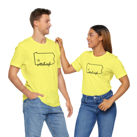 Pittsburgh the Star of Pennsylvania Short Sleeve T-Shirt - Unisex bella+canvas 3001 T-Shirt - YinzerShop