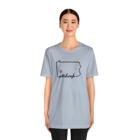 Pittsburgh the Star of Pennsylvania Short Sleeve T-Shirt - Unisex bella+canvas 3001 T-Shirt - YinzerShop