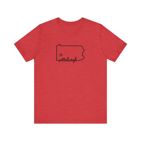 Pittsburgh the Star of Pennsylvania Short Sleeve T-Shirt - Unisex bella+canvas 3001 T-Shirt - YinzerShop