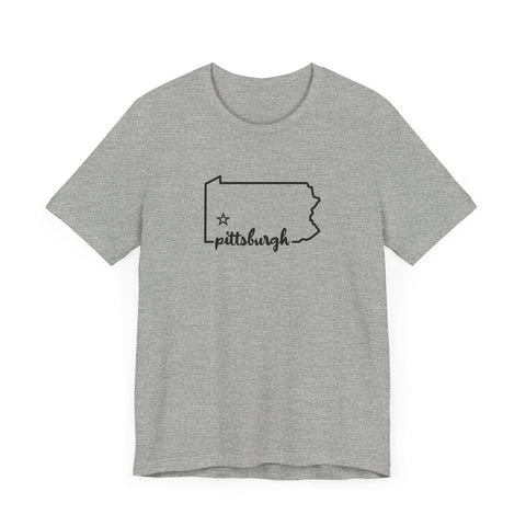 Pittsburgh the Star of Pennsylvania Short Sleeve T-Shirt - Unisex bella+canvas 3001 T-Shirt - YinzerShop
