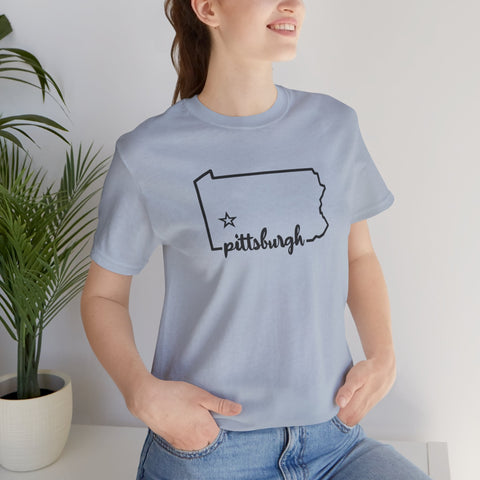 Pittsburgh the Star of Pennsylvania Short Sleeve T-Shirt - Unisex bella+canvas 3001 T-Shirt - YinzerShop
