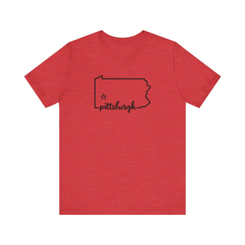 Pittsburgh the Star of Pennsylvania Short Sleeve T-Shirt - Unisex bella+canvas 3001 T-Shirt - YinzerShop