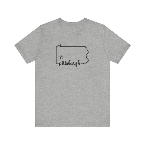 Pittsburgh the Star of Pennsylvania Short Sleeve T-Shirt - Unisex bella+canvas 3001 T-Shirt - YinzerShop