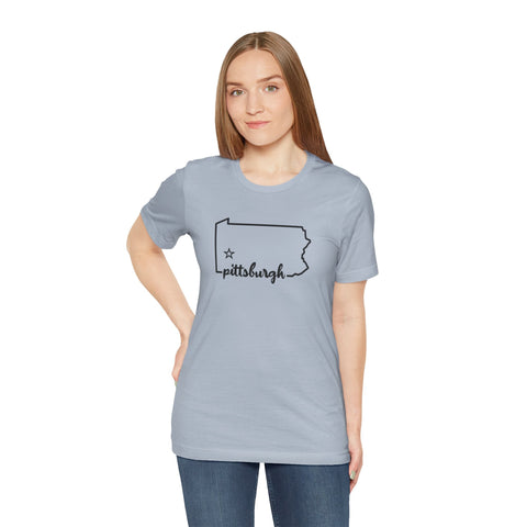 Pittsburgh the Star of Pennsylvania Short Sleeve T-Shirt - Unisex bella+canvas 3001 T-Shirt - YinzerShop