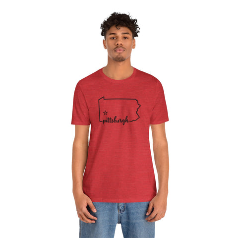 Pittsburgh the Star of Pennsylvania Short Sleeve T-Shirt - Unisex bella+canvas 3001 T-Shirt - YinzerShop