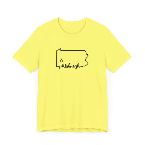 Pittsburgh the Star of Pennsylvania Short Sleeve T-Shirt - Unisex bella+canvas 3001 T-Shirt - YinzerShop