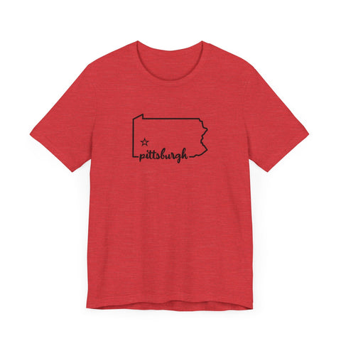 Pittsburgh the Star of Pennsylvania Short Sleeve T-Shirt - Unisex bella+canvas 3001 T-Shirt - YinzerShop