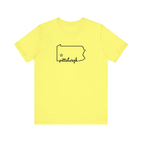 Pittsburgh the Star of Pennsylvania Short Sleeve T-Shirt - Unisex bella+canvas 3001 T-Shirt - YinzerShop
