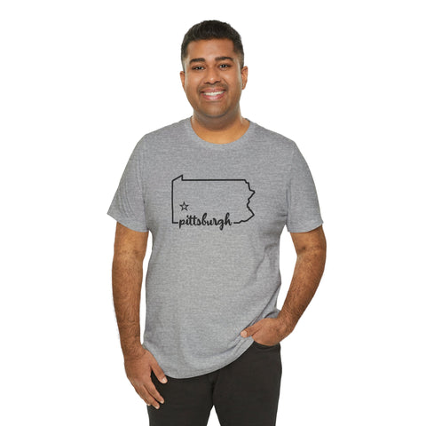 Pittsburgh the Star of Pennsylvania Short Sleeve T-Shirt - Unisex bella+canvas 3001 T-Shirt - YinzerShop