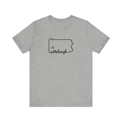 Pittsburgh the Star of Pennsylvania Short Sleeve T-Shirt - Unisex bella+canvas 3001 T-Shirt - YinzerShop
