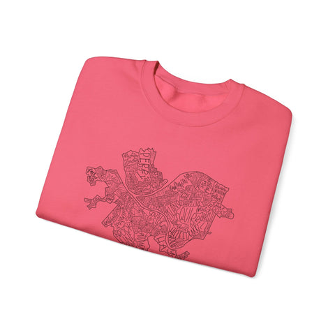 Pittsburgh Topo Word Map Graphic Gildan Heavy Blend™ Crewneck Sweatshirt Sweatshirt - YinzerShop