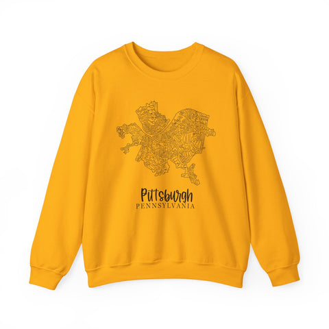 Pittsburgh Topo Word Map Graphic Gildan Heavy Blend™ Crewneck Sweatshirt Sweatshirt - YinzerShop