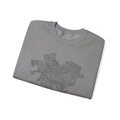 Pittsburgh Topo Word Map Graphic Gildan Heavy Blend™ Crewneck Sweatshirt Sweatshirt - YinzerShop