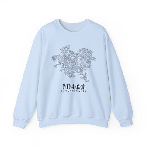 Pittsburgh Topo Word Map Graphic Gildan Heavy Blend™ Crewneck Sweatshirt Sweatshirt - YinzerShop