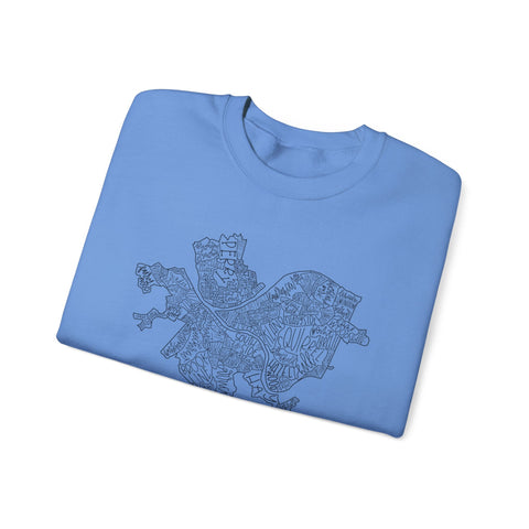Pittsburgh Topo Word Map Graphic Gildan Heavy Blend™ Crewneck Sweatshirt Sweatshirt - YinzerShop