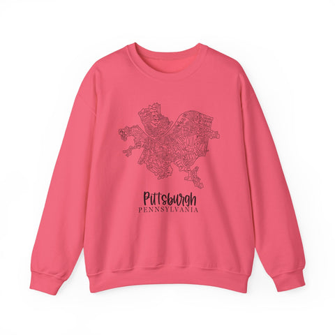 Pittsburgh Topo Word Map Graphic Gildan Heavy Blend™ Crewneck Sweatshirt Sweatshirt - YinzerShop