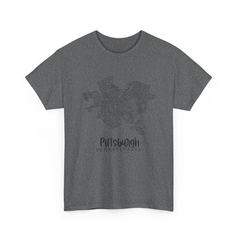 Pittsburgh Topo Word Map Graphic Gildan Unisex Heavy Cotton Tee T-Shirt - YinzerShop