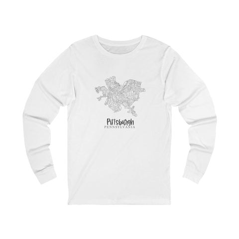 Pittsburgh Topo Word Map Graphic Premium Fit Long Sleeve T-shirt Long Sleeve Shirt - YinzerShop