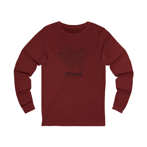Pittsburgh Topo Word Map Graphic Premium Fit Long Sleeve T-shirt Long Sleeve Shirt - YinzerShop