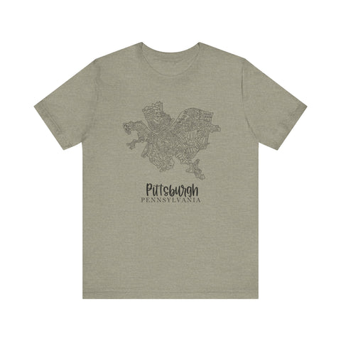 Pittsburgh Topo Word Map Graphic Premium Fit T-shirt T-Shirt - YinzerShop