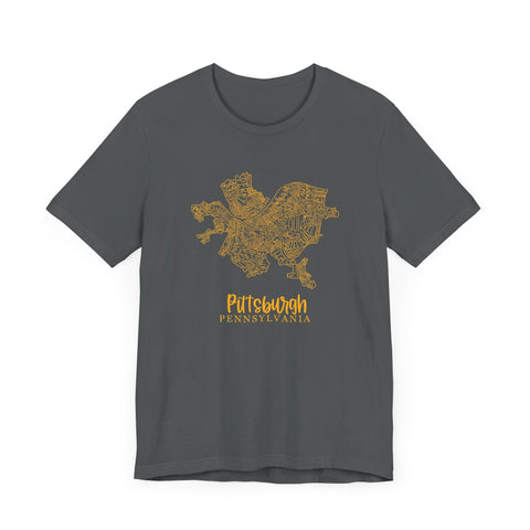 Pittsburgh Topo Word Map Graphic Premium Fit T-shirt T-Shirt - YinzerShop