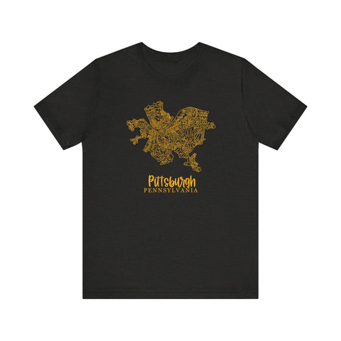 Pittsburgh Topo Word Map Graphic Premium Fit T-shirt T-Shirt - YinzerShop