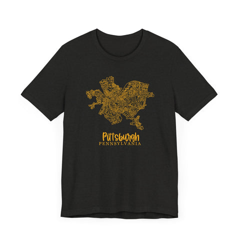 Pittsburgh Topo Word Map Graphic Premium Fit T-shirt T-Shirt - YinzerShop