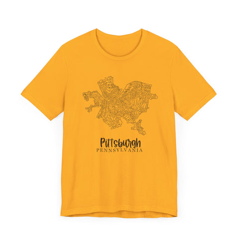 Pittsburgh Topo Word Map Graphic Premium Fit T-shirt T-Shirt - YinzerShop