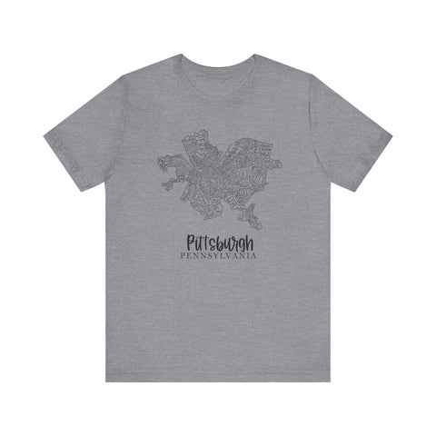 Pittsburgh Topo Word Map Graphic Premium Fit T-shirt T-Shirt - YinzerShop