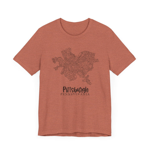 Pittsburgh Topo Word Map Graphic Premium Fit T-shirt T-Shirt - YinzerShop